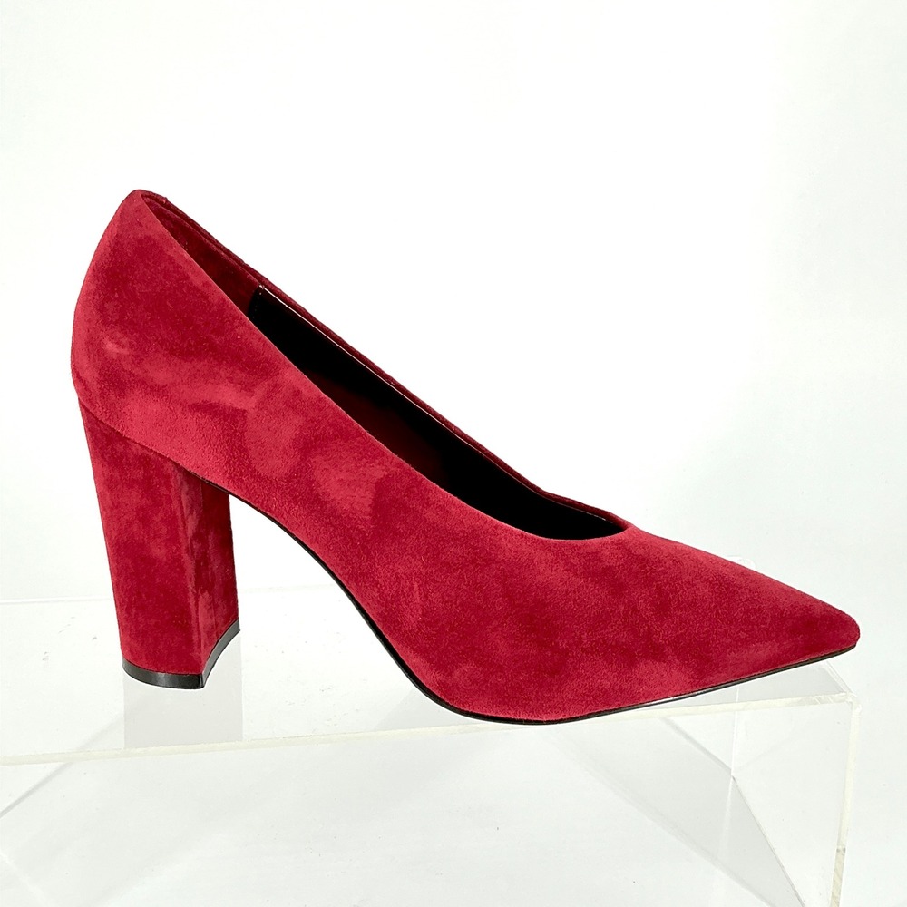 Jeffrey Campbell Size 8 Red Suede Pointed Toe Block Heel Pumps NEW Potent $150